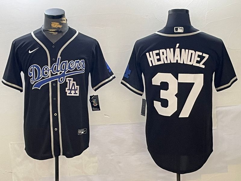 Men Los Angeles Dodgers #37 Hernandez Black Game 2024 Nike MLB Jersey style 112110